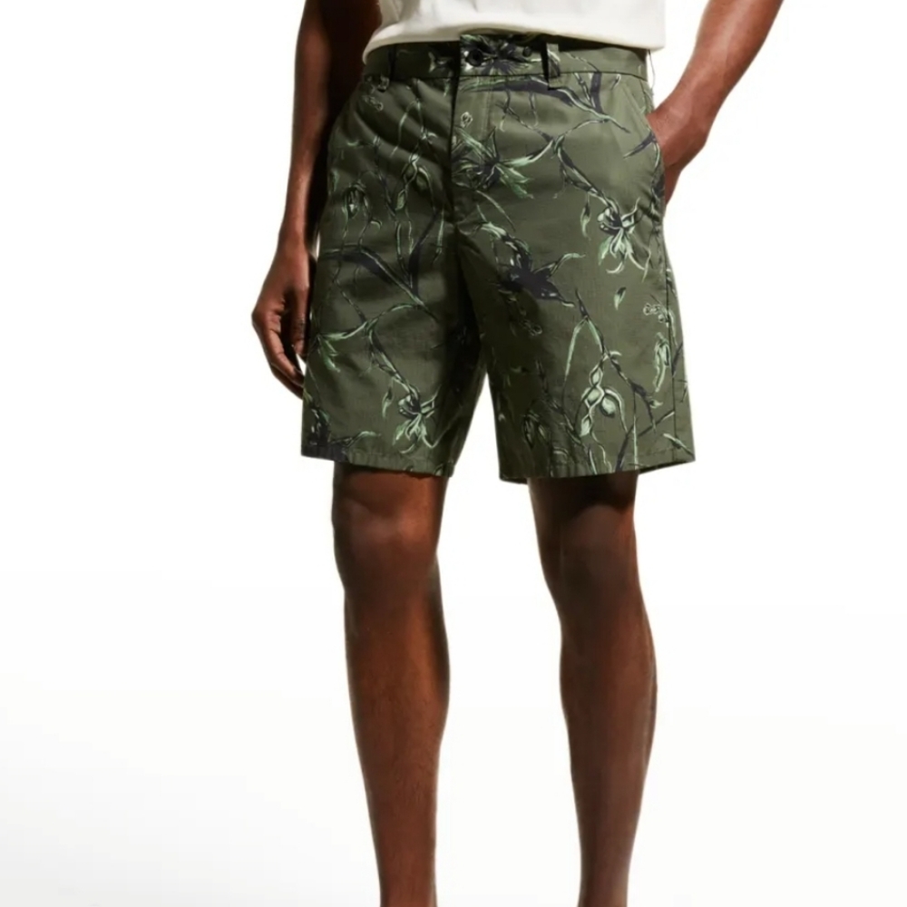 Rag And Bone Mens Perry Printed Ripstop Shorts Army Floral Size 29 NWT